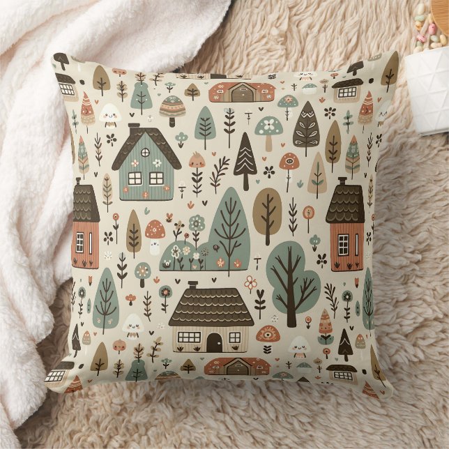 Droomdorp met huisjes en bomen kussen (Deken)