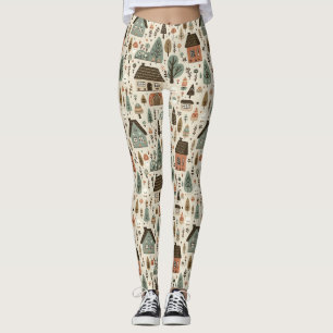 Droomdorp met huisjes en bomen leggings