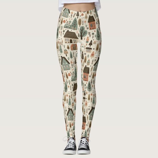 Droomdorp met huisjes en bomen leggings (Voorkant)