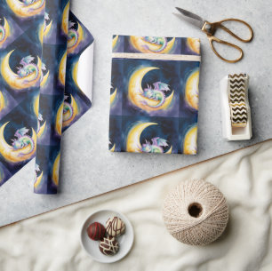 Droomdrake en Half Maan Baby Shower Cadeaupapier