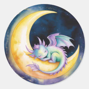 Droomdrake en Half Maan Baby Shower Ronde Sticker