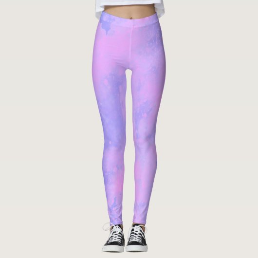 Droomeffect verf spatwolken roze & paarse leggings (Voorkant)