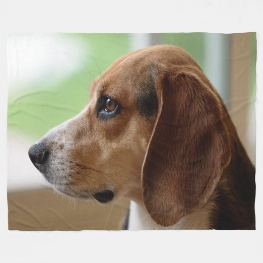 Droomende Beagle Fleece Deken (Voorkant (Horizontaal))