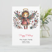 Droomengel Illustratie Gelukkig Feestdagenkaart (Staand voorkant)