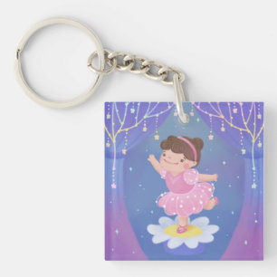 Droomfantasie-illustratie van een ballerina sleutelhanger