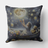 Droomfantasie scène met meisje en maan in speelse  kussen (Achterkant)