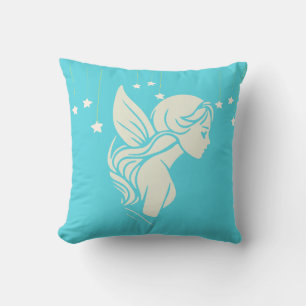 Droomfee met sterren op turquoise blauw kussen