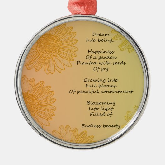 Droomgedicht Metalen Ornament (Voorkant)
