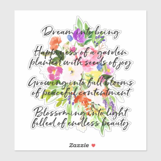 Droomgedicht Waterverf Flowers Sticker (Vel)
