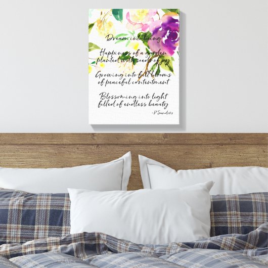 Droomgedicht Waterverf Paarse Bloemen Canvas Afdruk (Insitu (Slaapkamer))