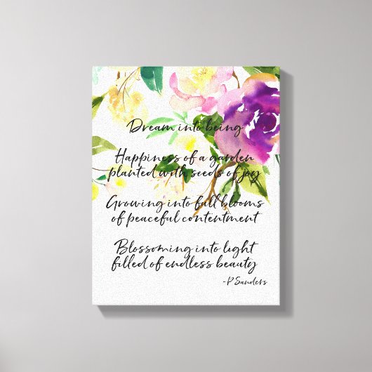 Droomgedicht Waterverf Paarse Bloemen Canvas Afdruk (Voorkant)