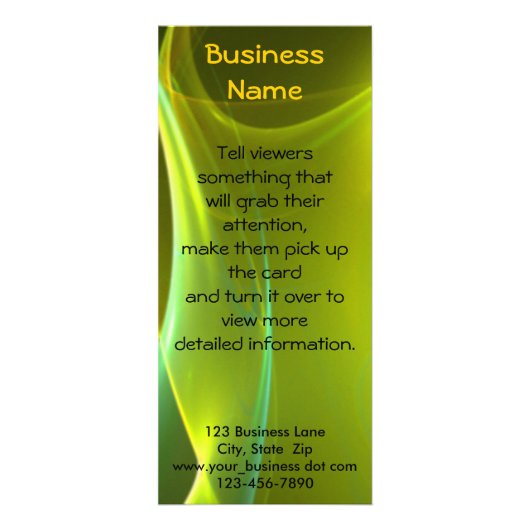 droomgeel en groen vedertje reclamekaart (Voorkant)