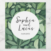 Droomgroene Bladeren Bruiloft Wijn Etiket (Enkel label)