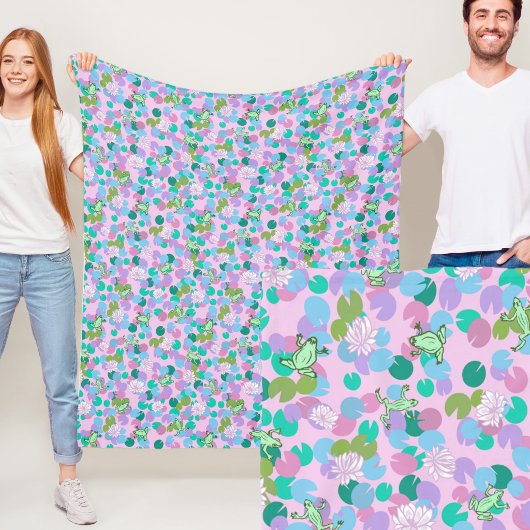 Droomgroene Kikkers Roze Fleece Dekbed Deken