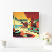 Droomhuis in Mid-Century Modern stijl Vierkante Klok (Huis)