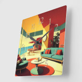 Droomhuis in Mid-Century Modern stijl Vierkante Klok (Hoek)