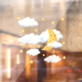 Droomkaas Moon & Stars in fluffy Clouds Kinder Raamsticker