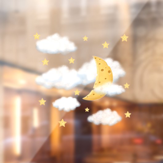 Droomkaas Moon & Stars in fluffy Clouds Kinder Raamsticker (Vel 2)