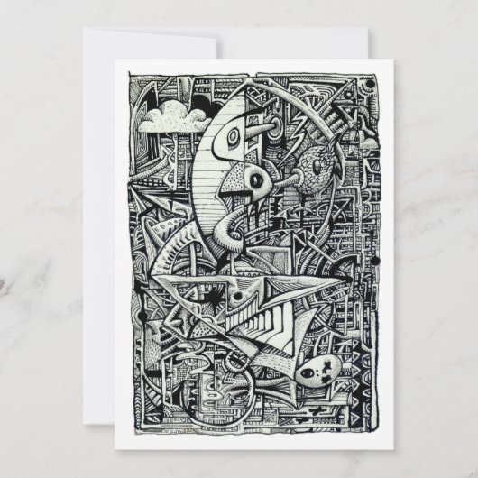 Droomkamer, inkttekening Flat Kaart (Voorkant)