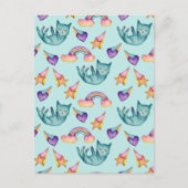 Droomkat dat drijft in het Waterverf-patroon van S Briefkaart (Voorkant)