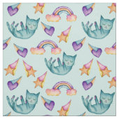 Droomkat dat drijft in het Waterverf-patroon van S Stof (Swatch)