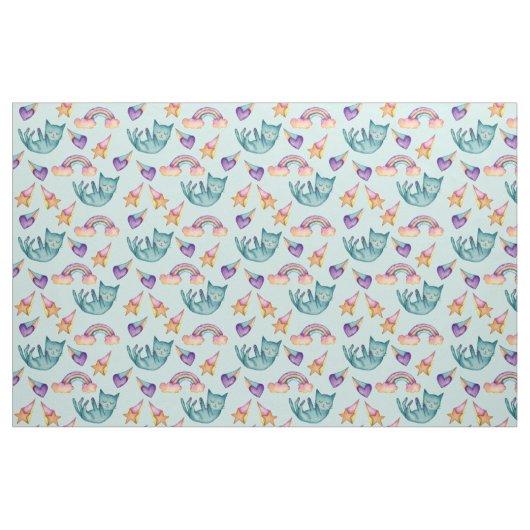 Droomkat dat drijft in het Waterverf-patroon van S Stof (Fat Quarter)