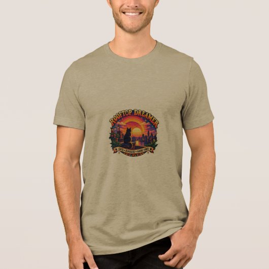 Droomkat op dak T-shirt | (Voorkant)