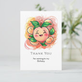Droomkinderen Perzik Verjaardag Bedankkaart (Staand voorkant)