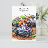 Droomkistige Cute Monster Truck Verjaardag Bedankkaart (Staand voorkant)
