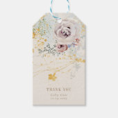 Droomkleurige botanische krans baby shower cadeaulabel (Voorkant)