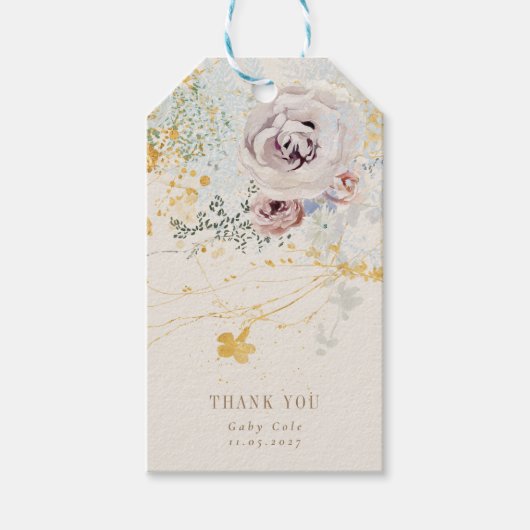 Droomkleurige botanische krans baby shower cadeaulabel (Voorkant)