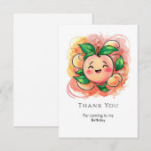 Droomkleurige perzik verjaardag voor kinderen bedankkaart (Voorkant / Achterkant)