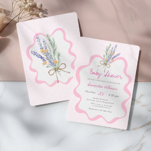 Droomkleurige Roze Wilde Bloemen Baby Shower Kaart
