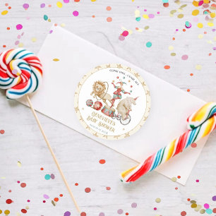 Droomkleurige Watercolor Circus Kermis Baby Borrel Ronde Sticker