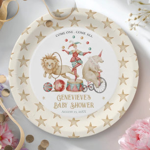 Droomkleurige Waterverf Circus Kermis Baby Borrel Papieren Bordje
