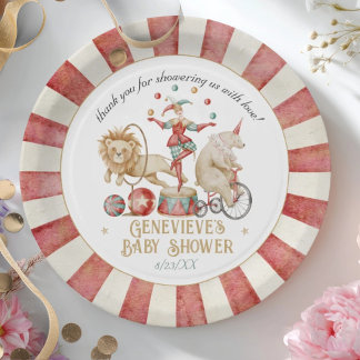 Droomkleurige Waterverf Circus Kermis Baby Borrel Papieren Bordje