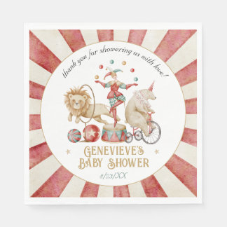 Droomkleurige Waterverf Circus Kermis Baby Borrel Servet