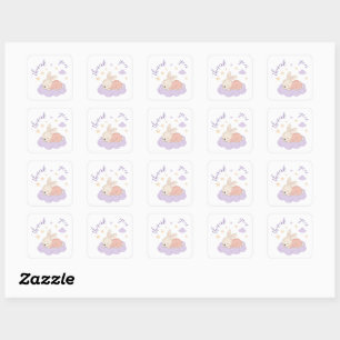 Droomkonijn op wolk baby shower stickers