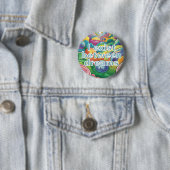Droomlandschap cloud party, modern surrealisme ronde button 5,7 cm (In situ)