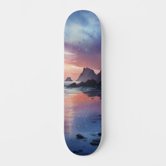 Droomlandschap Kust Zonsondergang Deck Persoonlijk Skateboard (Voorkant)