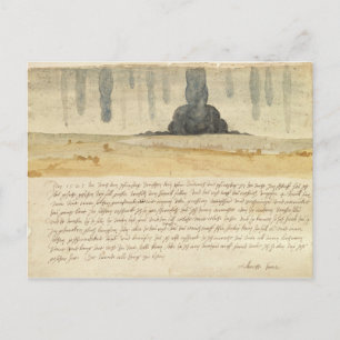 Droomlandschap met tekst, 1526 briefkaart