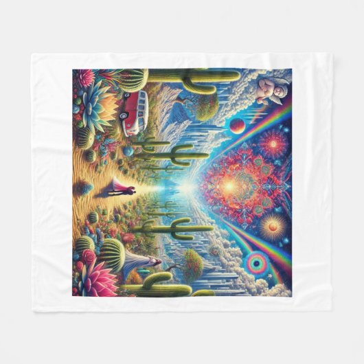 Droomlandschap van de woestijn: Oasis of Infinite  Fleece Deken (Voorkant (Horizontaal))