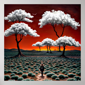 Droomlandschap van wolken en eenzaamheid poster