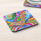 "Droomlandschap Vogel". Een SQ surrealistische abs Bier Onderzetter (Linkerzijde)