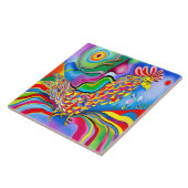 "Droomlandschap Vogel". Een SQ surrealistische abs Tegeltje (Zijkant)