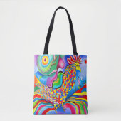 "Droomlandschap Vogel". Een SQ surrealistische abs Tote Bag (Voorkant)