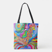 "Droomlandschap Vogel". Een SQ surrealistische abs Tote Bag (Achterkant)