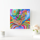 "Droomlandschap Vogel". Een SQ surrealistische abs Vierkante Klok (Huis)