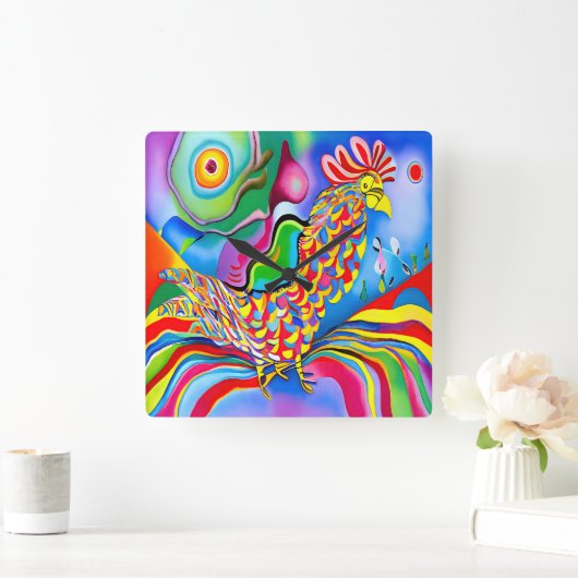 "Droomlandschap Vogel". Een SQ surrealistische abs Vierkante Klok (Huis)