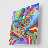 "Droomlandschap Vogel". Een SQ surrealistische abs Vierkante Klok (Hoek)